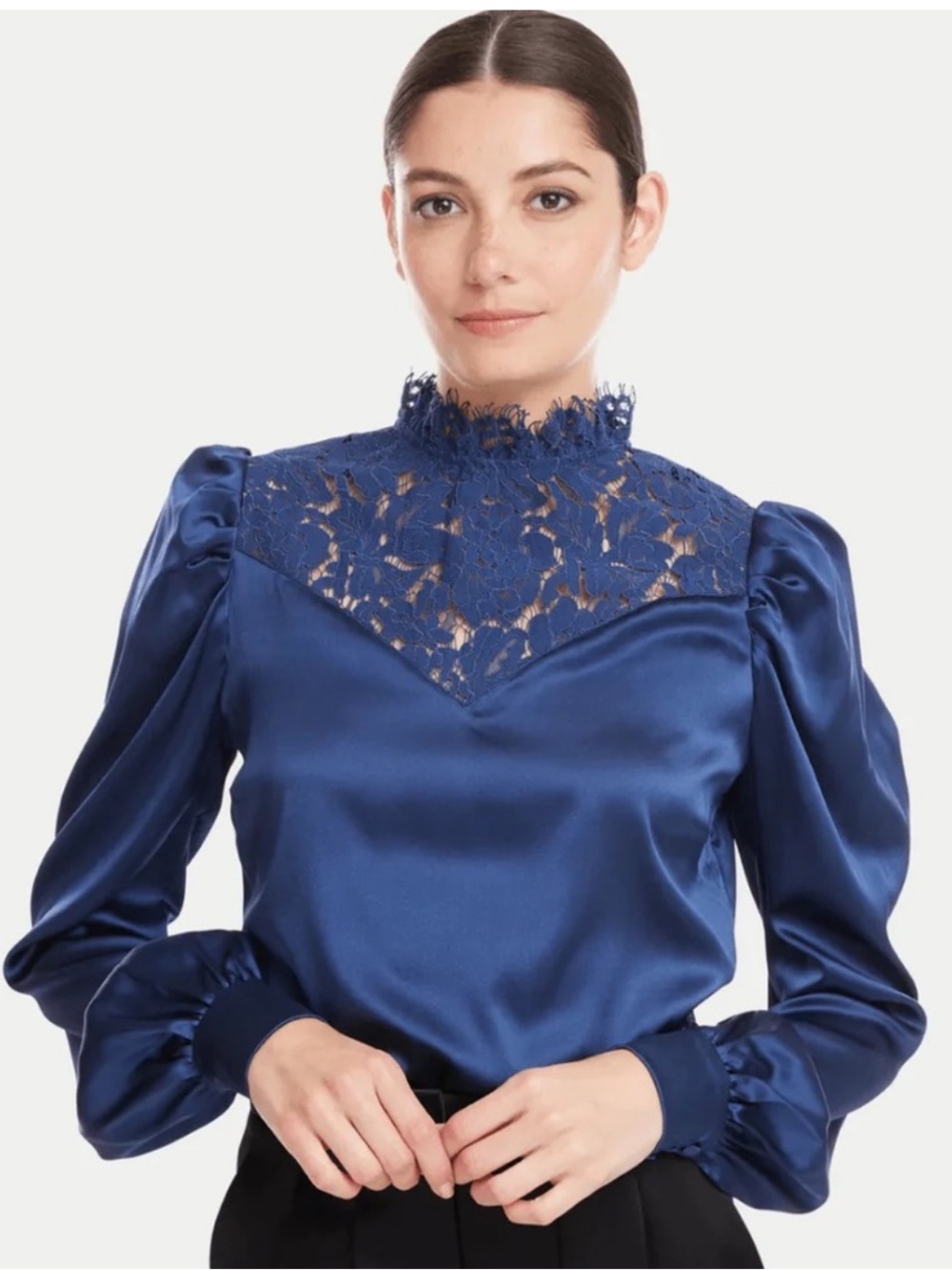Generation Love Silk Libby Lace Combo Long Sleeve Top